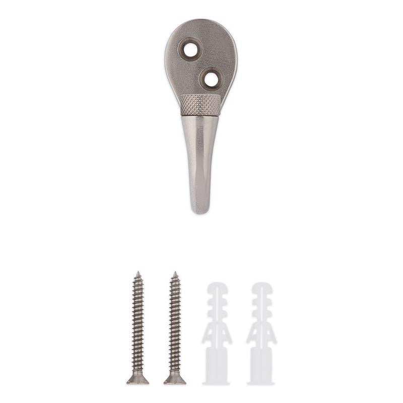 National Hardware Powell Medium Satin Nickel Silver Aluminum 2-5/8 in. L Knurled Hook 60 lb 1 pk