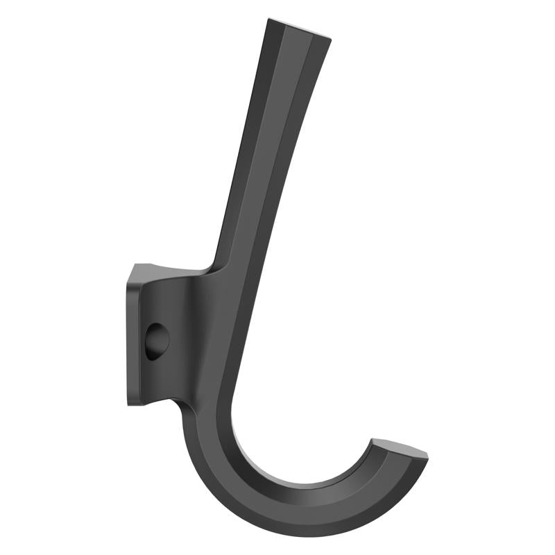 National Hardware Powell Medium Matte Black Black Aluminum 4-15/16 in. L Angled Hook 60 lb 1 pk
