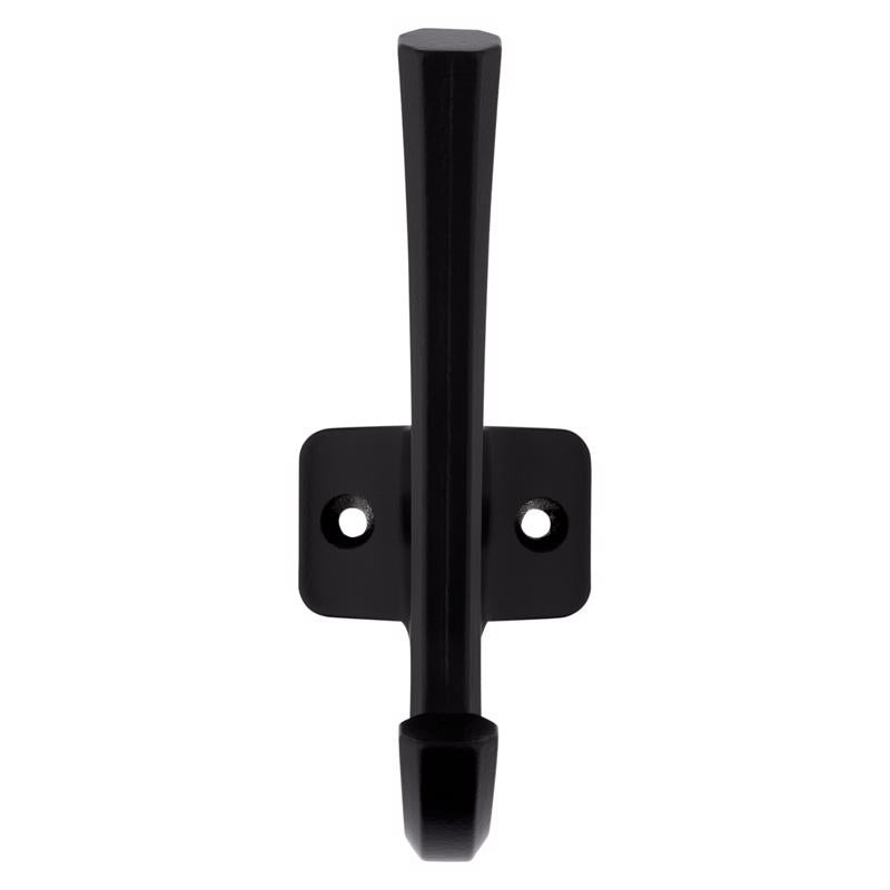 National Hardware Powell Medium Matte Black Black Aluminum 4-15/16 in. L Angled Hook 60 lb 1 pk