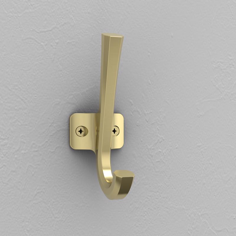 National Hardware Powell Medium Brushed Gold Aluminum 4-15/16 in. L Angled Hook 60 lb 1 pk