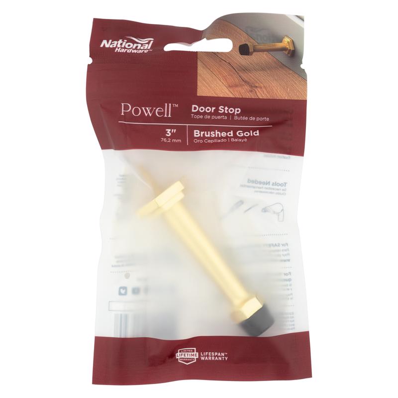 National Hardware Powell 5/8 in. W X 3-19/32 in. L Zinc Brushed Gold Gold Door Stop Mounts to door a