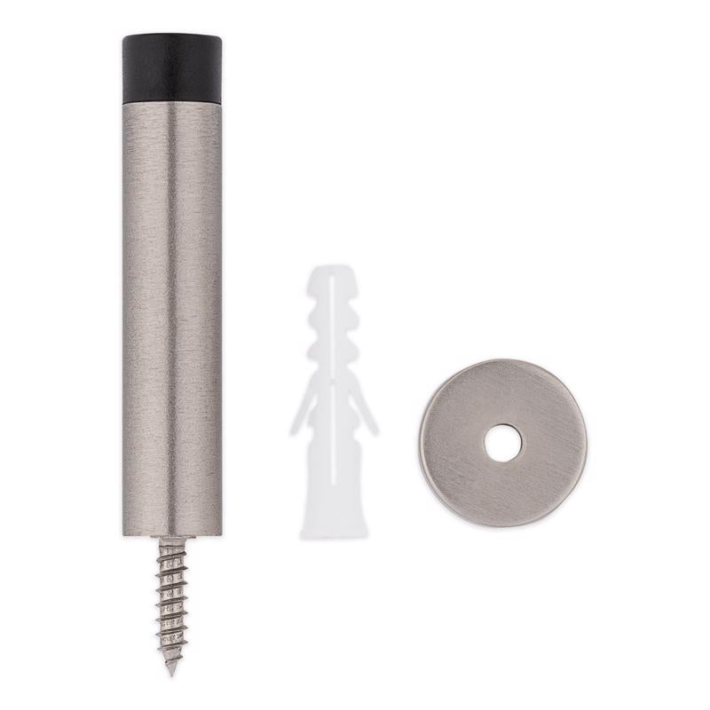 National Hardware Cooper 3 in. L Aluminum Satin Nickel Silver Door Stop Mounts to door and wall 1 in