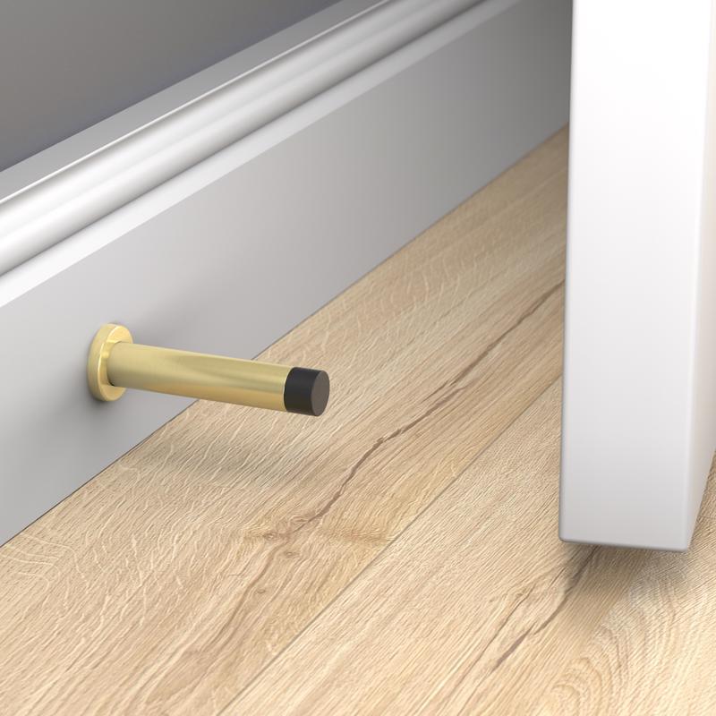 National Hardware Cooper 1 in. W X 3 in. L Aluminum Brushed Gold Door Stop Mounts to door and wall