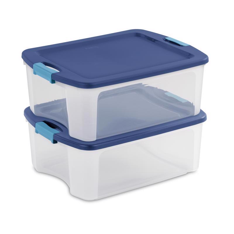 Sterilite 12 gal Blue/Clear Latch Storage Box 9-1/4 in. H X 23-5/8 in. W X 18-5/8 in. D Stackable