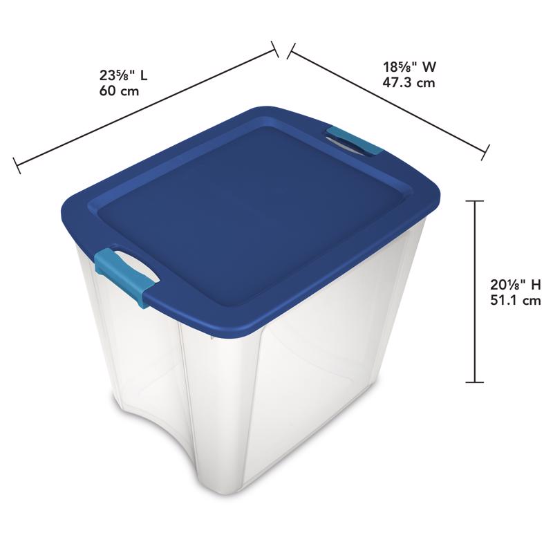 Sterilite 26 gal Blue/Clear Latch Storage Box 20-1/8 in. H X 18-5/8 in. W X 23-5/8 in. D Stackable