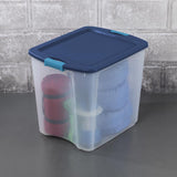 Sterilite 26 gal Blue/Clear Latch Storage Box 20-1/8 in. H X 18-5/8 in. W X 23-5/8 in. D Stackable