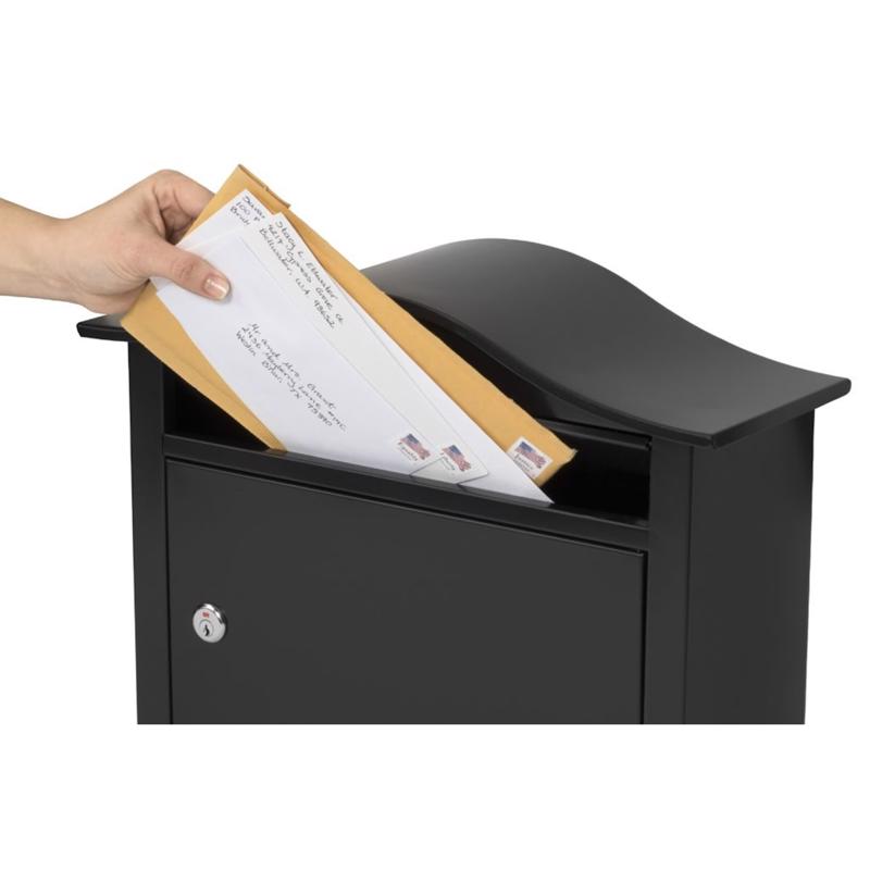 Architectural Mailboxes The Saratoga Galvanized Steel Wall Mount Black Locking Mailbox