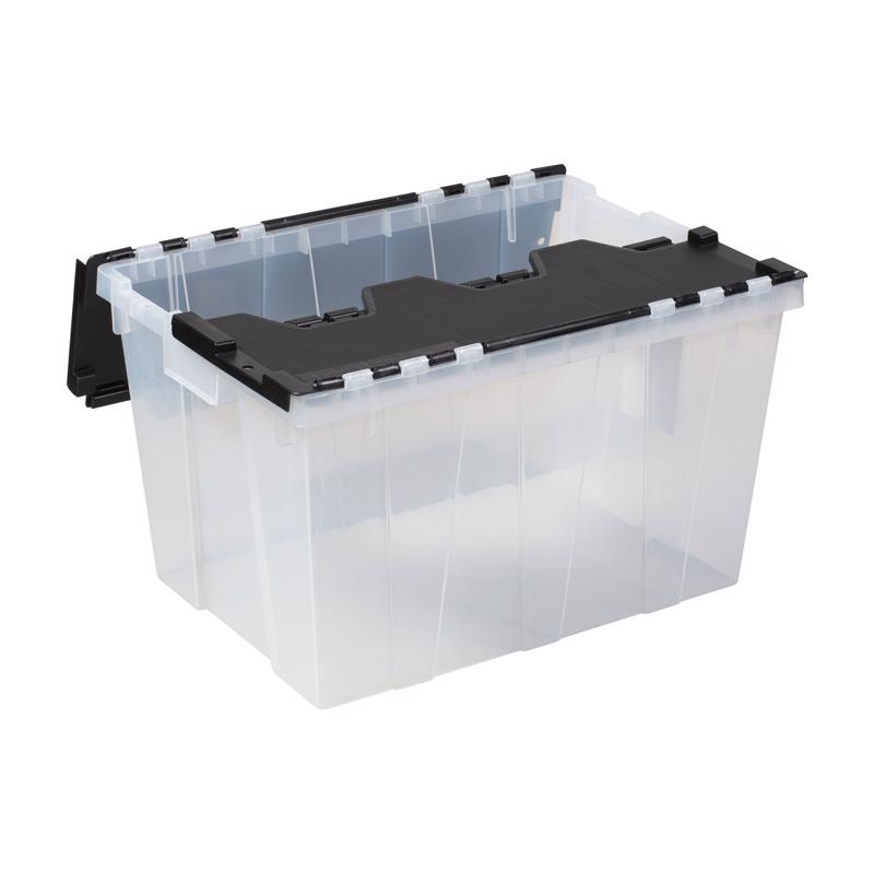 Greenmade Instaview 12 gal Black/Clear Hinged-Lid Tote 12.9 in. H X 15.3 in. W X 21.6 in. D Stackabl