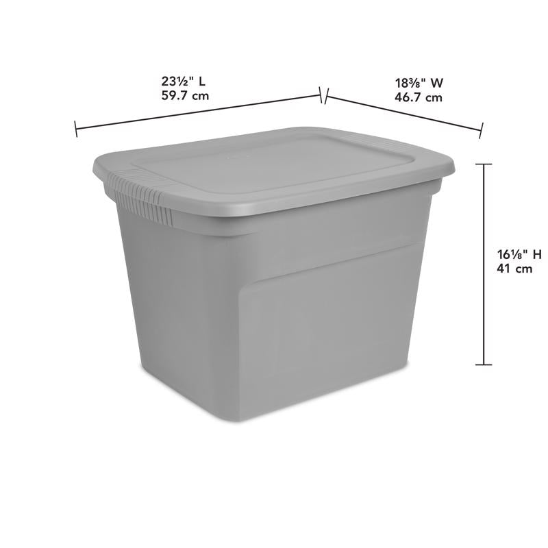 Sterilite 18 gal Gray Storage Tote 16-1/8 in. H X 23-1/2 in. W X 18-3/8 in. D Stackable