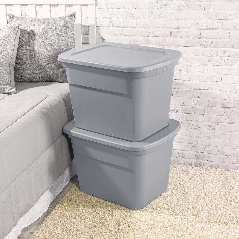 Sterilite 18 gal Gray Storage Tote 16-1/8 in. H X 23-1/2 in. W X 18-3/8 in. D Stackable
