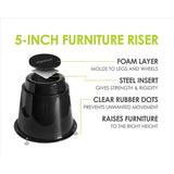 Slipstick Plastic Bed Risers Black Round 4 pk