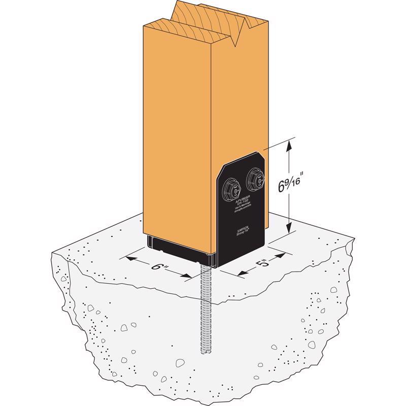 Simpson Strong-Tie Avant 6.56 in. H X 6 in. W 12 Ga. Galvanized Steel Post Base Zmax