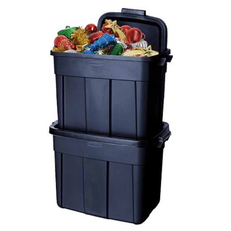 Rubbermaid Roughneck 18 gal Navy Storage Box 16.375 in. H X 15.875 in. W X 23.875 in. D Stackable