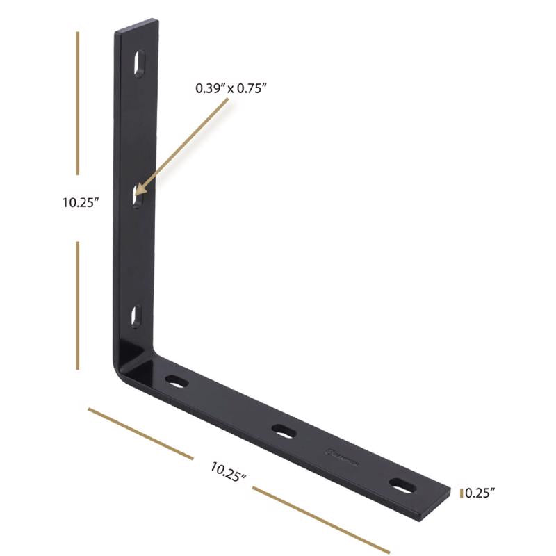 Hampton 1.50 in. H X 10.25 in. W X 1/4 in. D Black Steel Inside/Outside Corner Brace