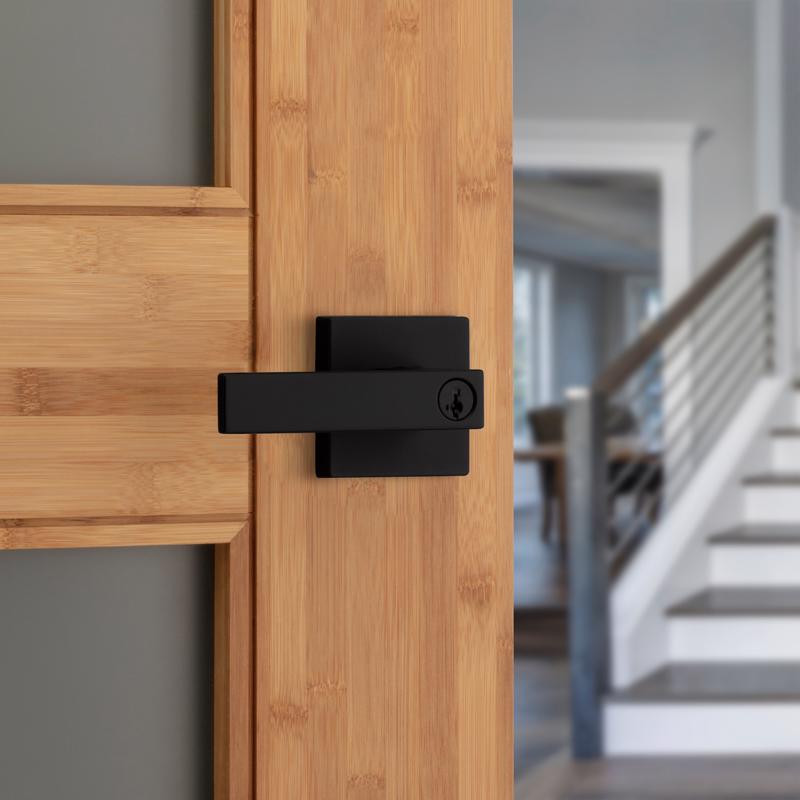 Kwikset Matte Black Entry Lever 1-3/4 in.