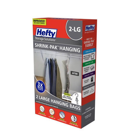 HANGING BAGS CLR 41" 2PK