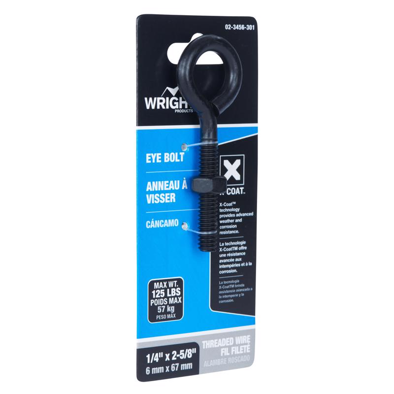 Wright 1/4 in. X 2-5/8 in. L Black Steel Eyebolt Nut Included