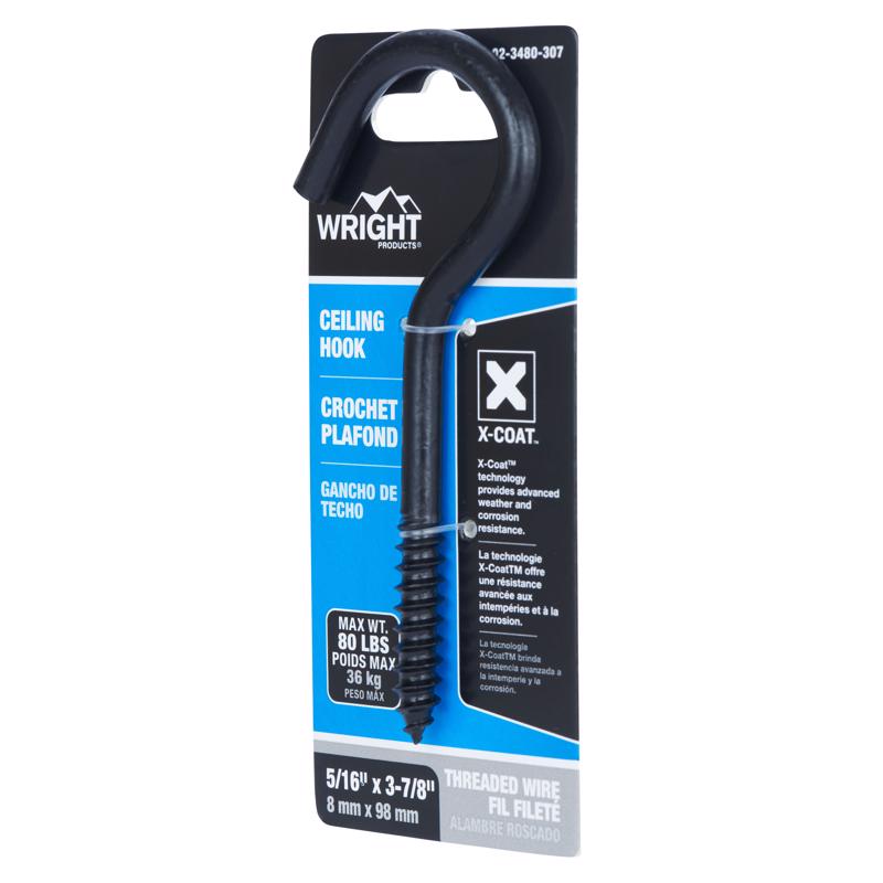 Wright Medium Matte Black Black Steel 3-7/8 in. L Ceiling Hook 80 lb 1 pk