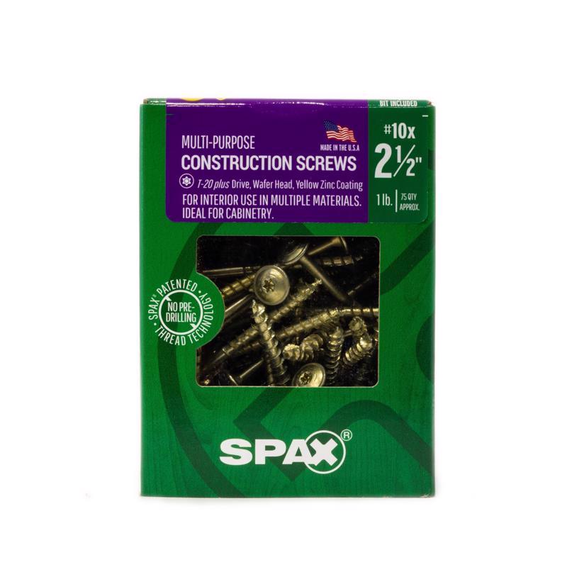 SPAX Multi-Material No. 10 in. X 2-1/2 in. L T-20+ Wafer Head Construction Screws 1 lb 75 pk