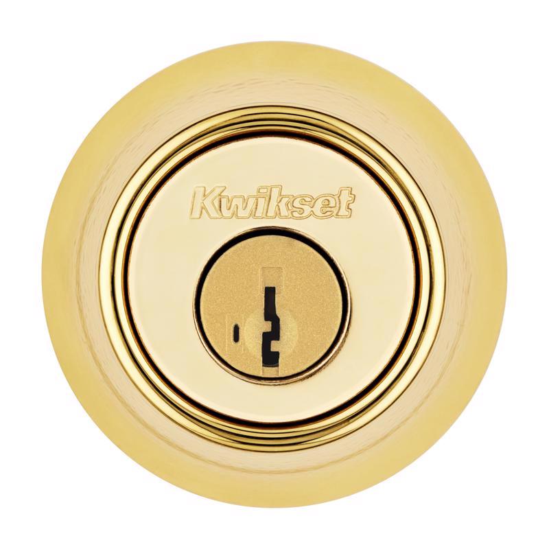 Kwikset SmartKey Security Polished Brass Metal Single Cylinder Deadbolt