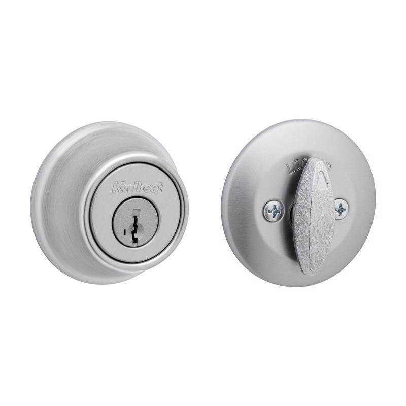 Kwikset SmartKey Security Satin Chrome Metal Single Cylinder Deadbolt