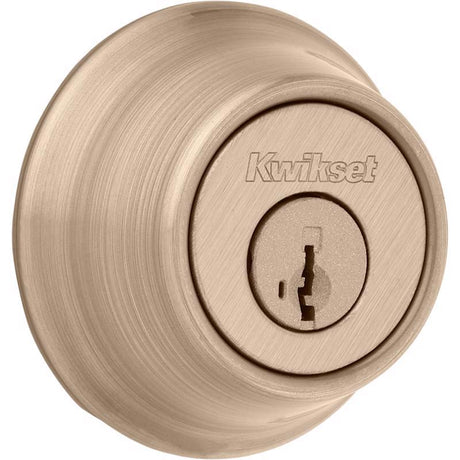 Kwikset SmartKey Security Antique Brass Metal Single Cylinder Deadbolt