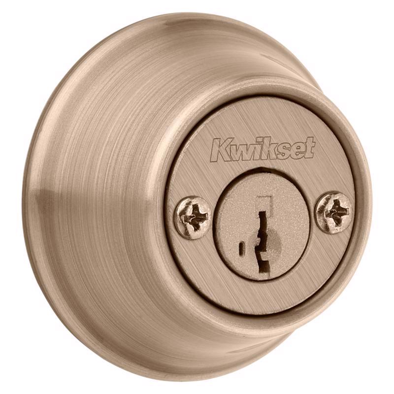 Kwikset SmartKey Security Antique Brass Metal Single Cylinder Deadbolt