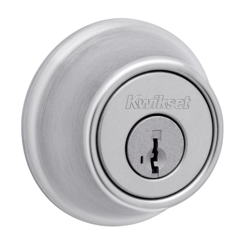 Kwikset SmartKey Security Satin Chrome Metal Single Cylinder Deadbolt