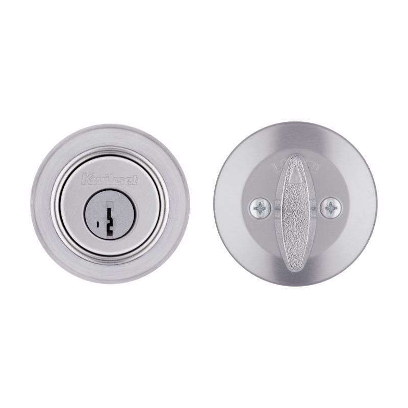 Kwikset SmartKey Security Satin Chrome Metal Single Cylinder Deadbolt