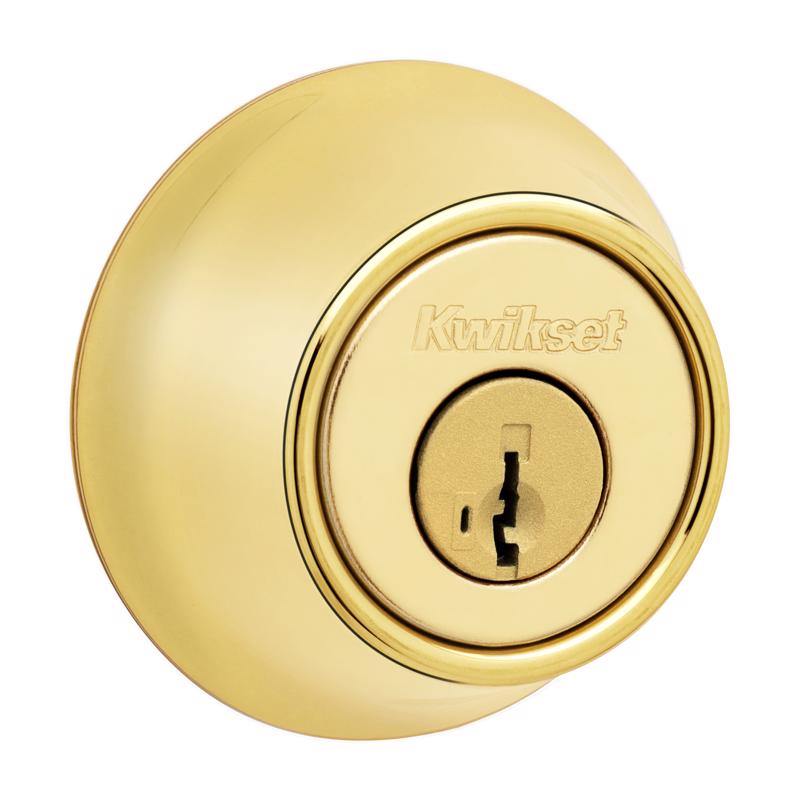 Kwikset SmartKey Security Polished Brass Metal Single Cylinder Deadbolt