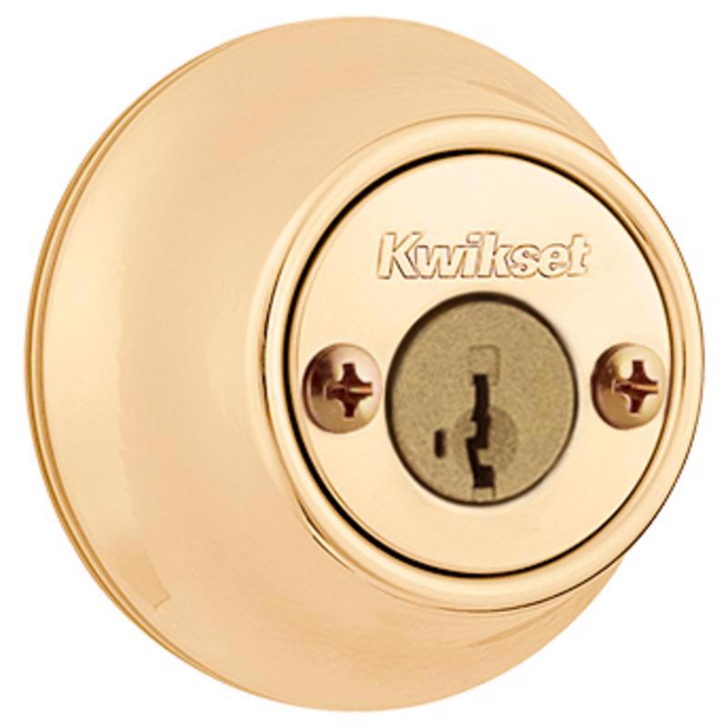 Kwikset SmartKey Security Polished Brass Metal Double Cylinder Deadbolt