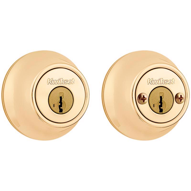 Kwikset SmartKey Security Polished Brass Metal Double Cylinder Deadbolt