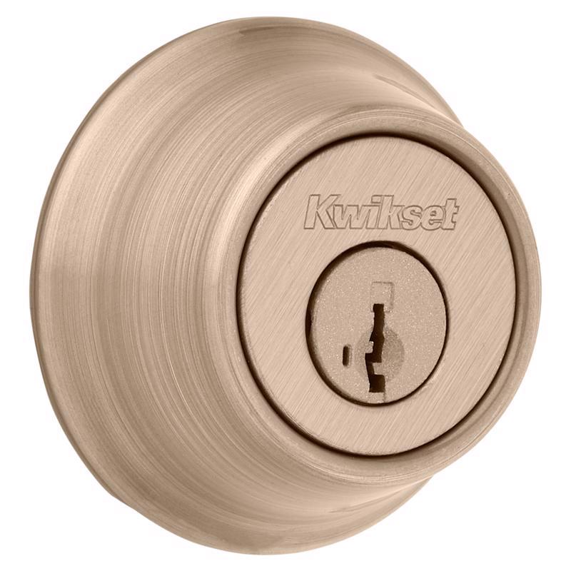 Kwikset SmartKey Security Antique Brass Metal Double Cylinder Deadbolt