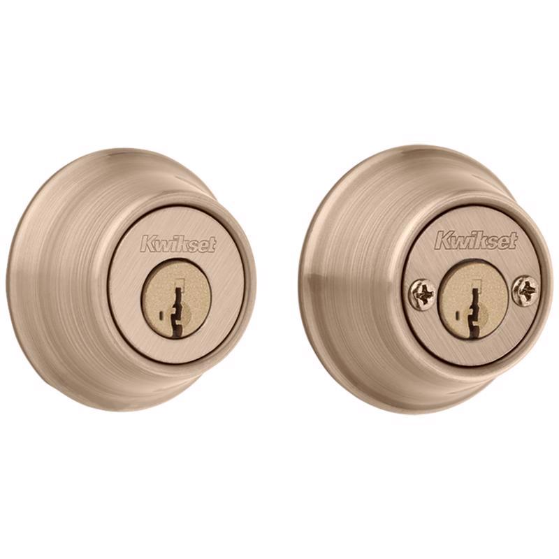 Kwikset SmartKey Security Antique Brass Metal Double Cylinder Deadbolt