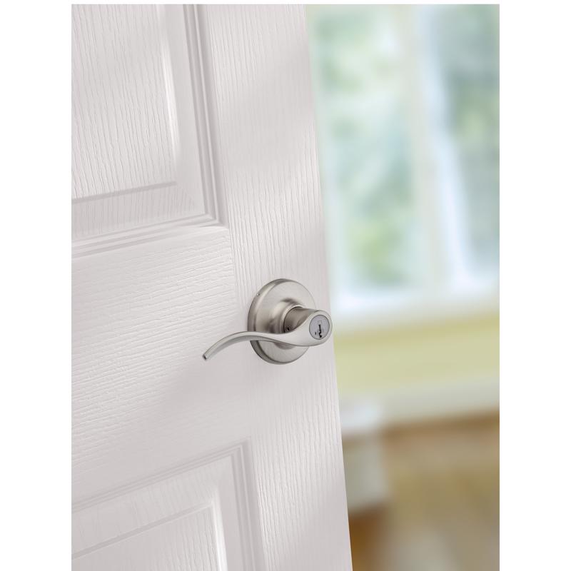 Kwikset SmartKey Security Wave Satin Nickel Entry Lever KW1 2-3/4 in.