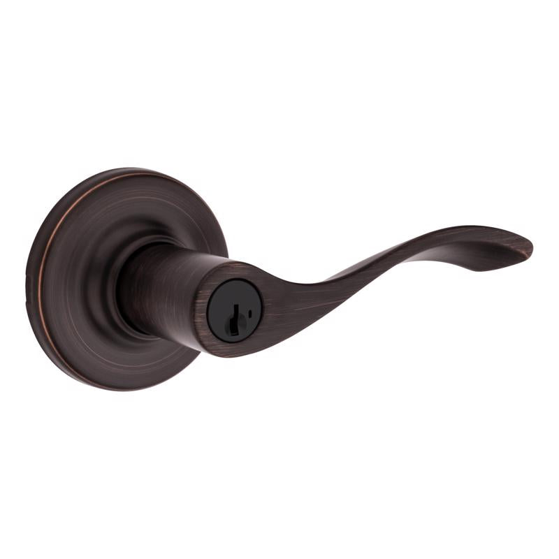 Kwikset SmartKey Security Wave Venetian Bronze Entry Lever KW1 1-3/4 in.