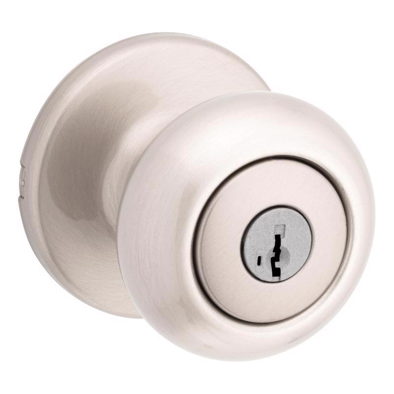 Kwikset SmartKey Security Satin Nickel Entry Knob KW1 2-3/4 in.