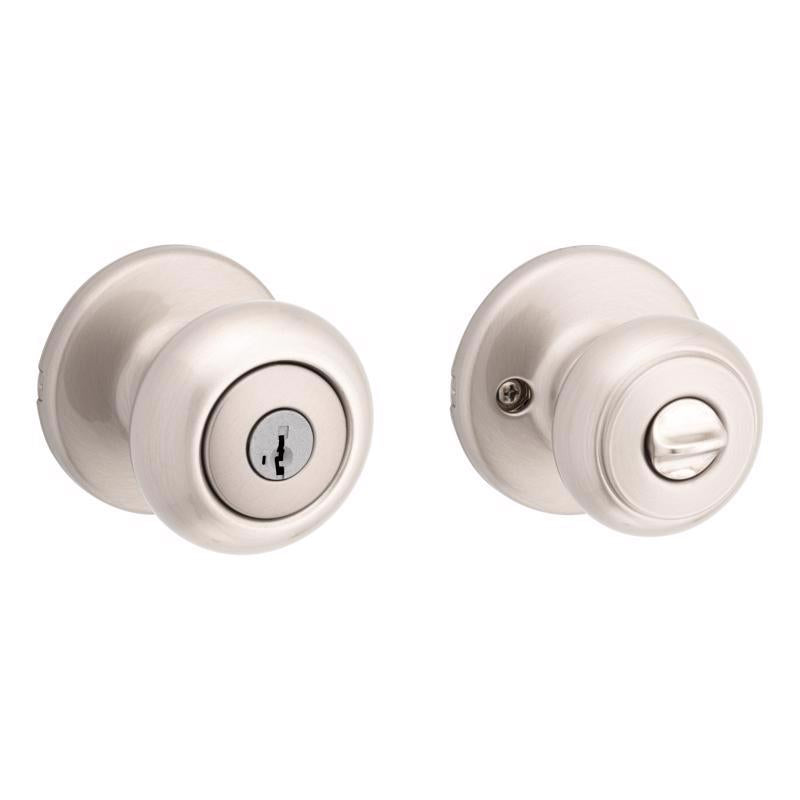 Kwikset SmartKey Security Satin Nickel Entry Knob KW1 2-3/4 in.