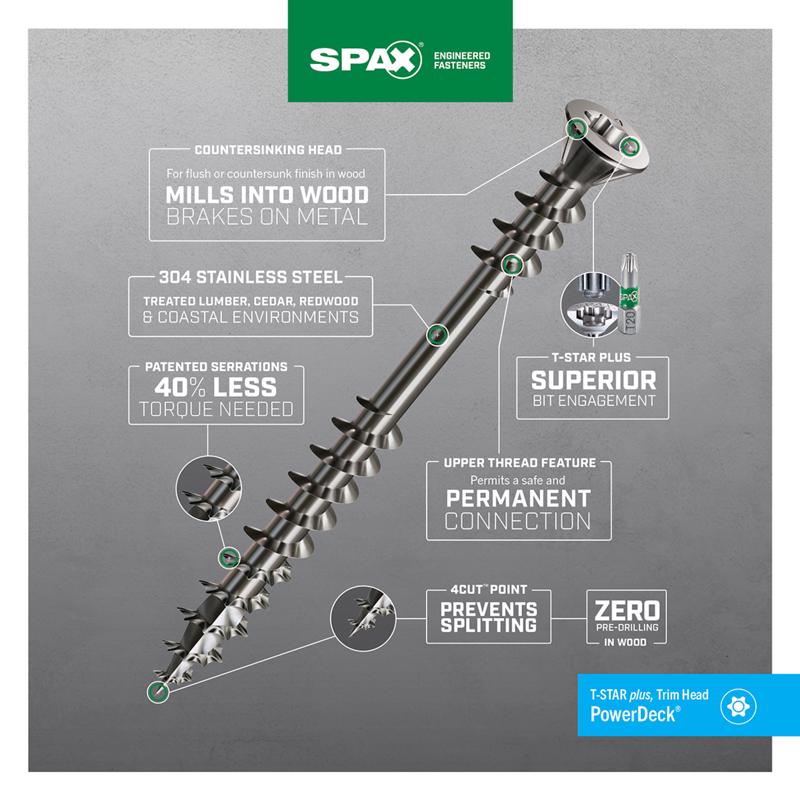 SPAX PowerDeck No. 8 cu in X 1-5/8 in. L Silver Star Trim Head Deck Screws 1 lb 170 pc
