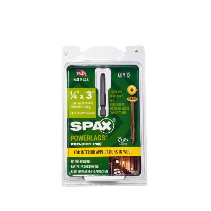 SPAX PowerLags 1/4 in. in. X 3 in. L T-30 Washer Head Construction Screws 12 pk
