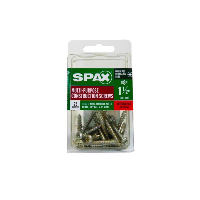 SPAX Multi-Material No. 8 in. X 1-1/2 in. L Phillips/Square Pan Head Construction Screws 25 pk