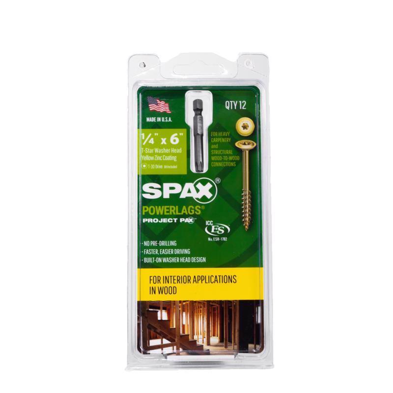 SPAX PowerLags 1/4 in. X 6 in. L Washer Yellow Zinc Carbon Steel Lag Screw 12 pk