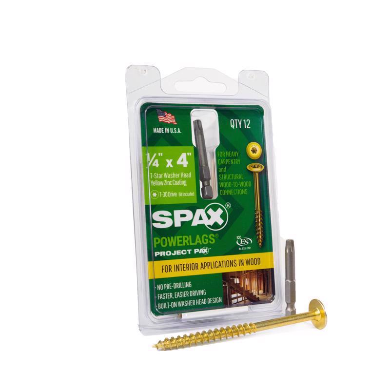 LAG SCRW 1/4X4"12PK Y/ZN