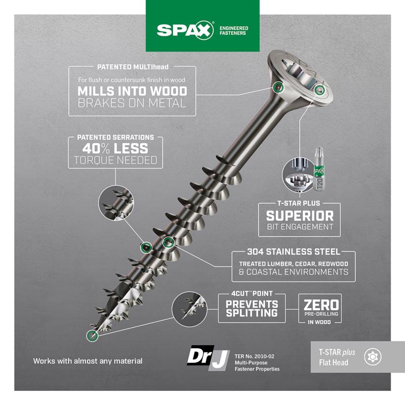SPAX Multi-Material No. 10 Label X 3 in. L Star Flat Head Construction Screws 1 lb 68 pk