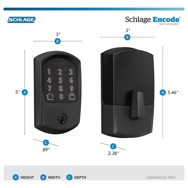 Schlage Encode Matte Black Metal Wifi Deadbolt