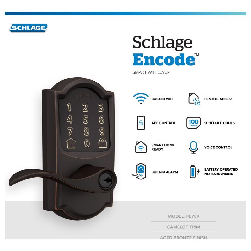 Schlage Encode Aged Bronze Metal WiFi Deadbolt with Accent Lever