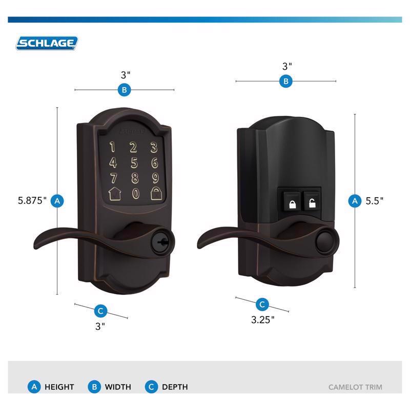 Schlage Encode Aged Bronze Metal WiFi Deadbolt with Accent Lever