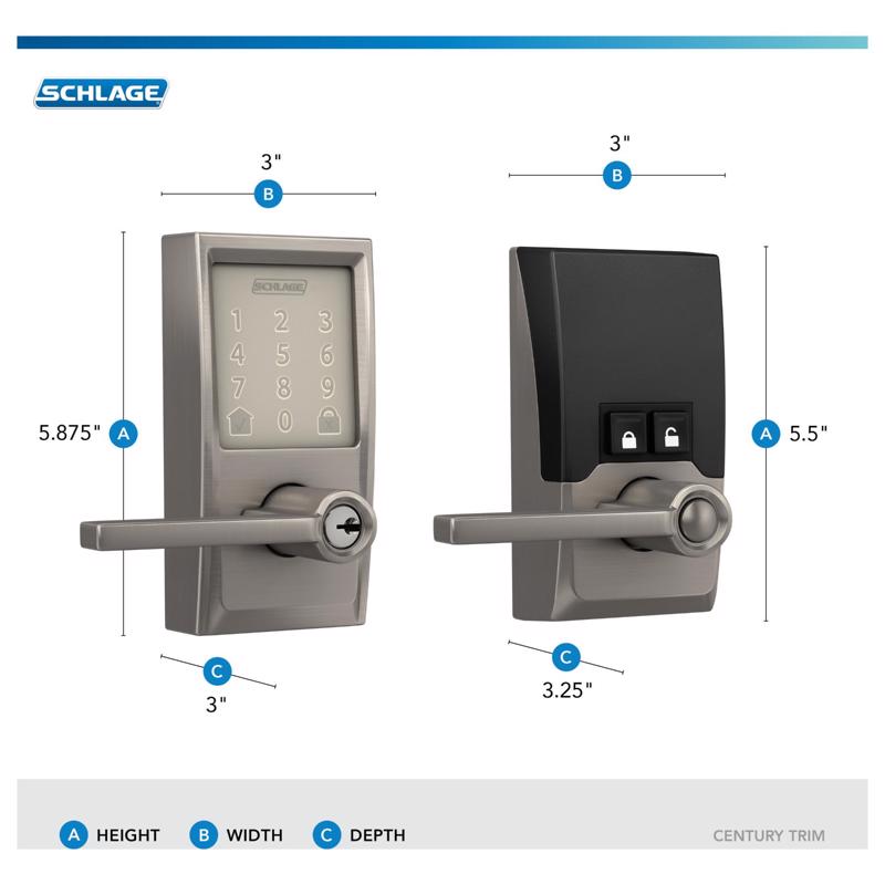 Schlage Encode Satin Nickel Metal WiFi Deadbolt with Latitude Lever