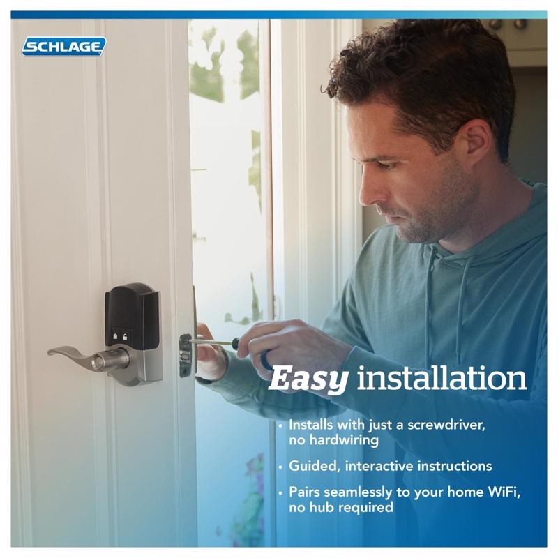 Schlage Encode Satin Nickel Metal WiFi Deadbolt with Accent Lever