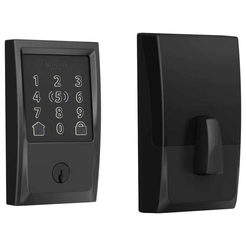 Schlage Encode Plus Matte Black Metal WiFi Deadbolt with Century Trim